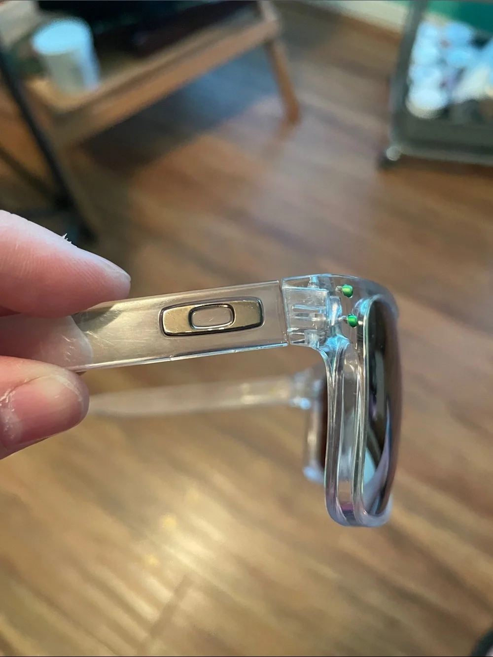 Oakley Holbrook Clear Frame Sunglasses with Yellow Accents